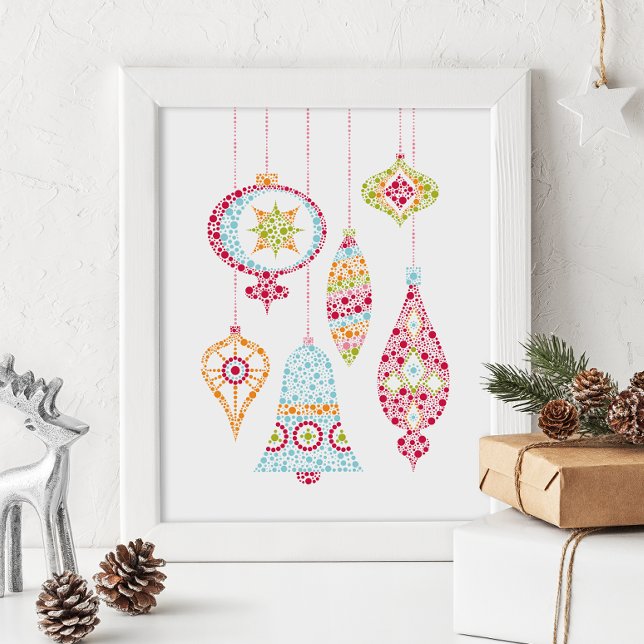 Retro Dots Christmas Ornaments Wall Art (Creator Uploaded)