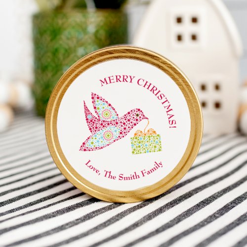 Retro Dots Holiday Gift Bird Merry Christmas  Classic Round Sticker