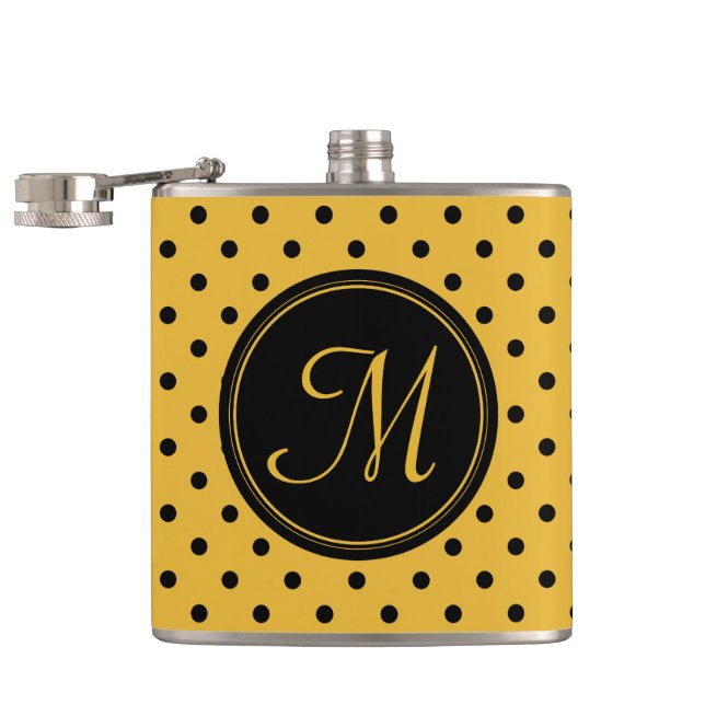 Retro Dots - Mustard&Black Custom Flask (Opened)
