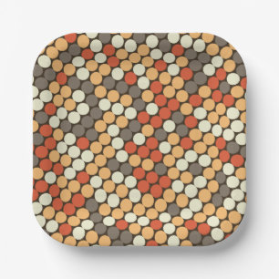 Retro dots pattern in orange paper plates