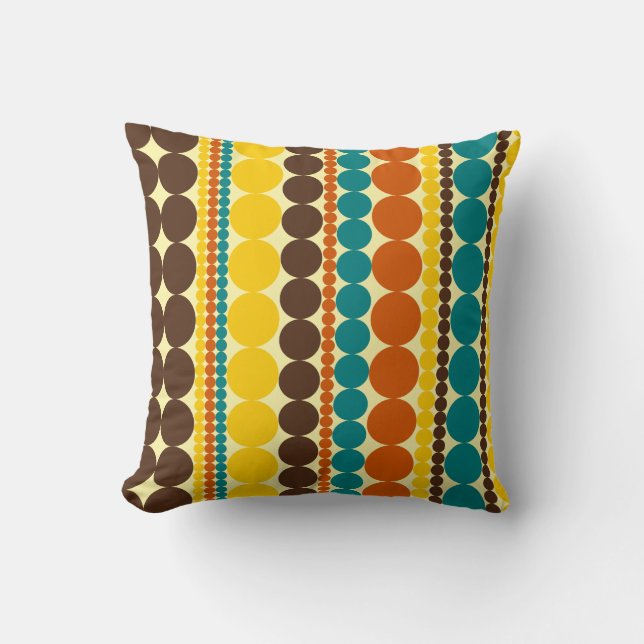Retro Dots Vertical Stripe Pattern Throw Pillow (Front)