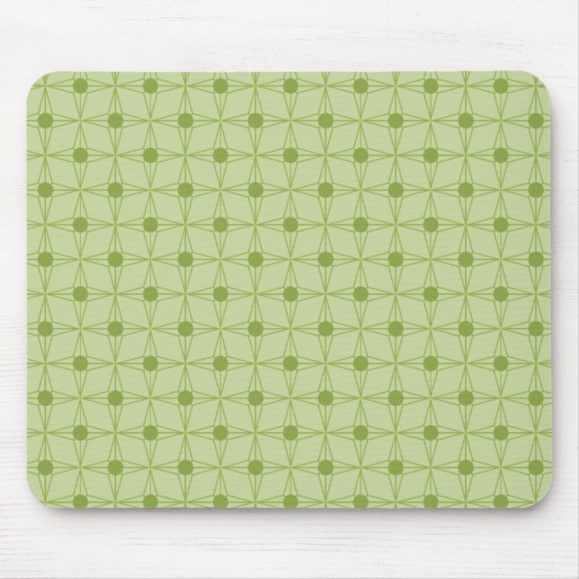 Retro Dotted Star Mousepad, Olive Green Mouse Pad (Front)