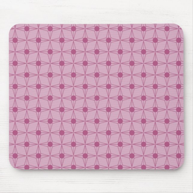Retro Dotted Star Mousepad, Pink Mouse Pad (Front)