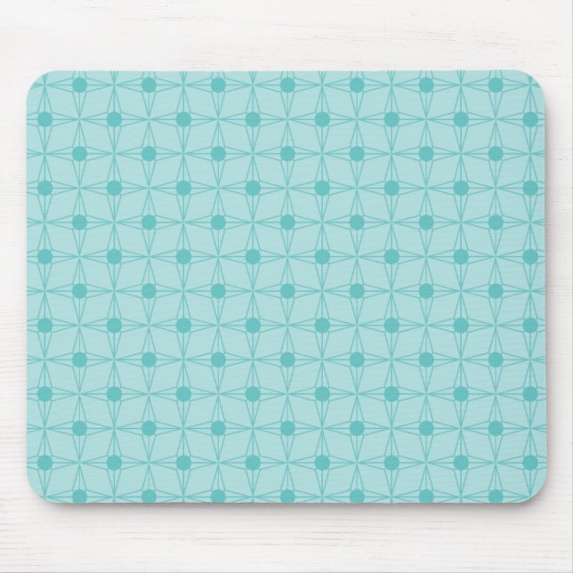 Retro Dotted Star Mousepad, Turquoise Mouse Pad (Front)