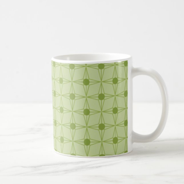 Retro Dotted Star Mug, Olive Green Coffee Mug (Right)