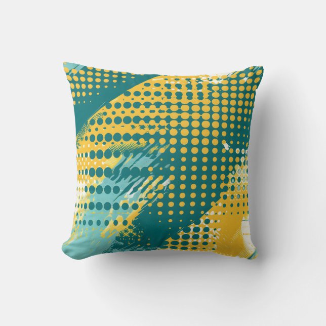 Retro Dotwave Throw Pillow (Front)