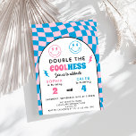 Retro Double Celebration Boy Girl Joint Birthday Invitation<br><div class="desc">Retro Cool Dude & Cool Babe Joint Birthday Invitation – Celebrate double the fun with this playful retro-inspired invitation! Featuring cheerful smiling faces with lightning bolts, a trendy checkerboard background, and a pink and blue color palette, this design perfectly blends vintage and modern vibes. Ideal for siblings celebrating together or...</div>