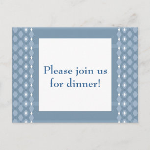 Retro Double Diamond Blue Dinner Party Invite