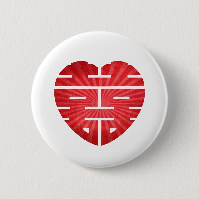 Retro Double Happy Heart Pinback Button (Front)