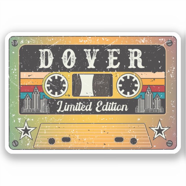 Retro Dover Delaware City Sticker (Front)
