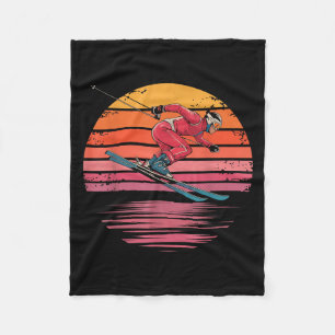 Retro Downhill Skiing Vintage Sunset Sports Gifts  Fleece Blanket