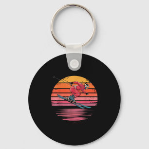 Retro Downhill Skiing Vintage Sunset Sports Gifts  Keychain