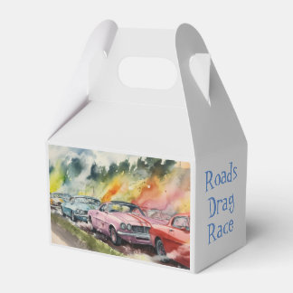 Retro Drag Racing Watercolor Graphic Art Favor Box