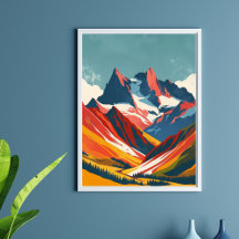 Retro Drawing of mountains 