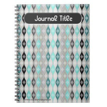 Retro Dripping Baubles - Aqua  Black - Personalize Notebook by ShopTheWriteStuff at Zazzle