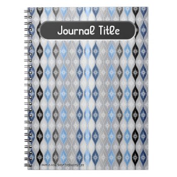 Retro Dripping Baubles - Gray  Blue - Personalized Notebook by ShopTheWriteStuff at Zazzle