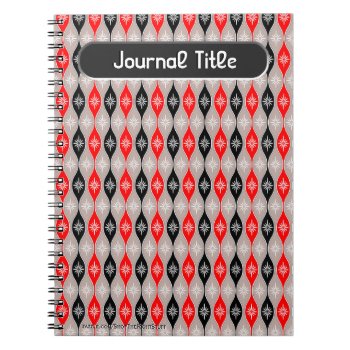 Retro Dripping Baubles In Red  Black - Personalize Notebook by ShopTheWriteStuff at Zazzle