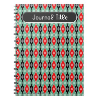 Retro Dripping Baubles In Red  Green - Personalize Notebook by ShopTheWriteStuff at Zazzle