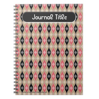 Retro Dripping Baubles - Pink  Black - Personalize Notebook by ShopTheWriteStuff at Zazzle