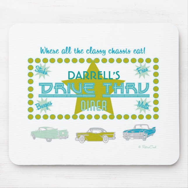 Retro Drive-Thru Diner (grn) Mouse Pad (Front)