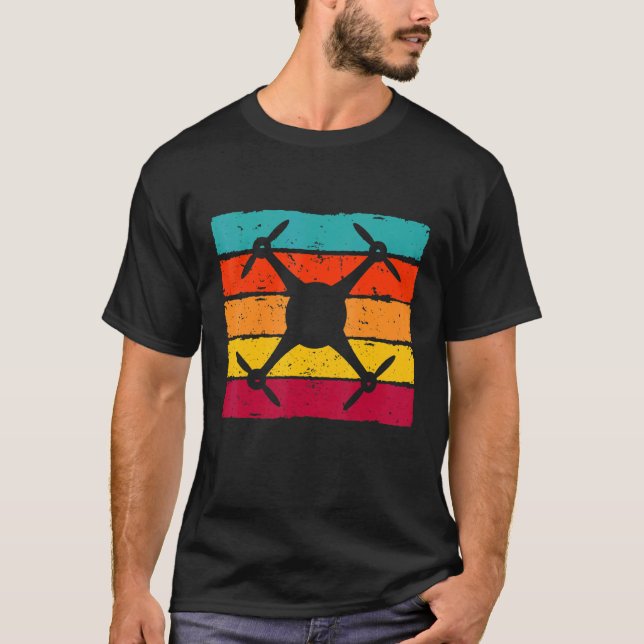 Retro Drone Pilot Gyroscope Hexacopter Drone 1 T-Shirt (Front)