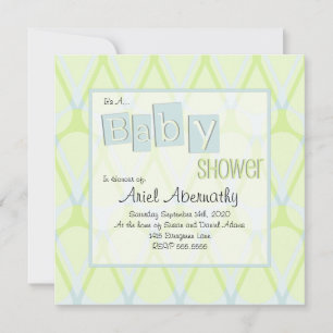 Retro Drop Baby Shower Invitations - Blue & Green