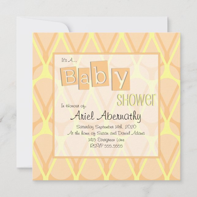 Retro Drop Baby Shower Invitations - Orange (Front)