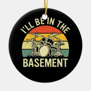 Retro Drum Set Design Funny Drummer Men Women Ceramic Ornament