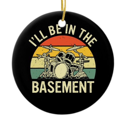 Retro Drum Set Design Funny Drummer Men Women Ceramic Ornament