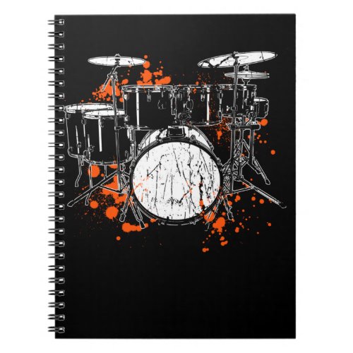 Retro Drum Set Music Drummer Notebook