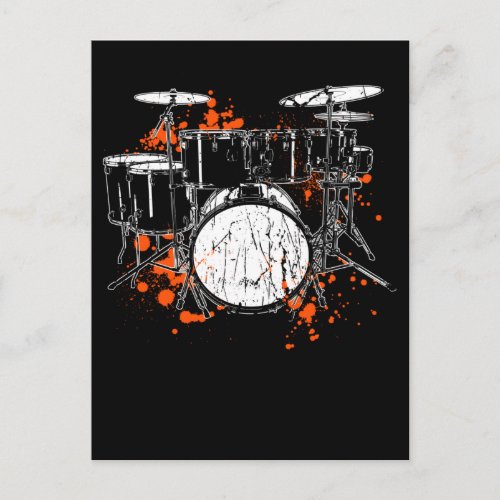 Retro Drum Set Music Drummer Postcard