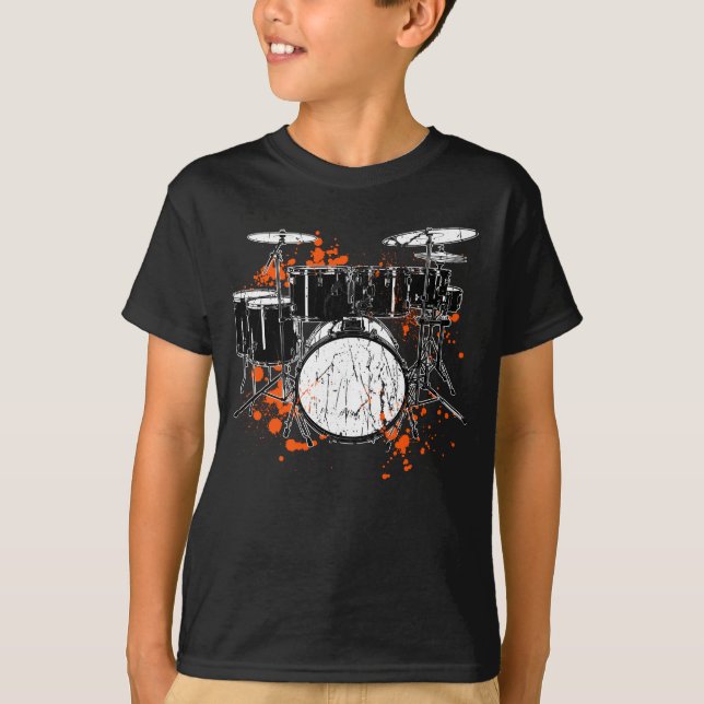 Retro Drum Set Music Drummer T-Shirt (Front)