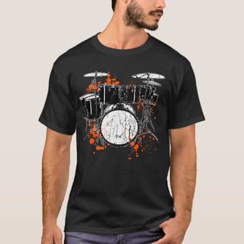 Retro Drum Set Music Drummer T_Shirt
