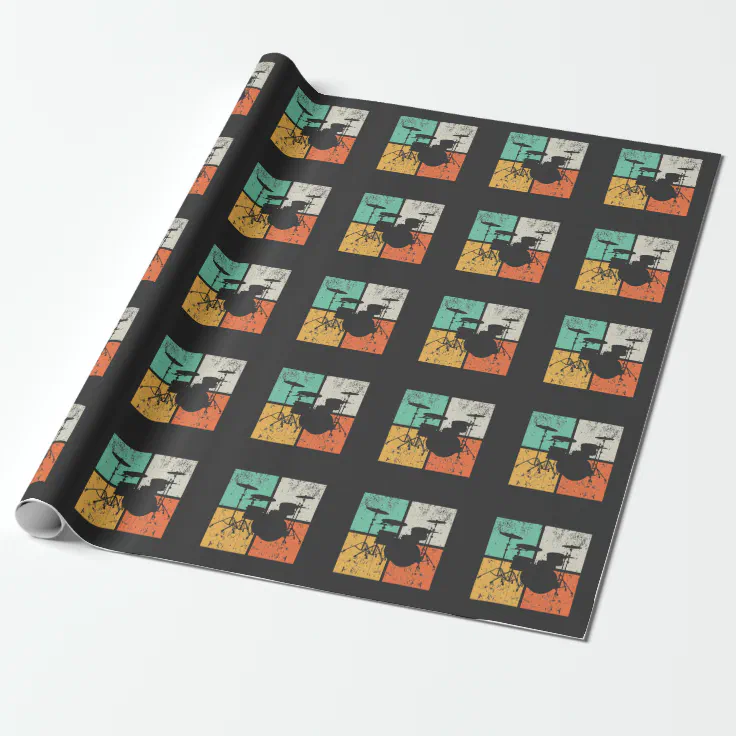 Retro Drum Set Vintage Drumming Music Drummer Wrapping Paper Zazzle