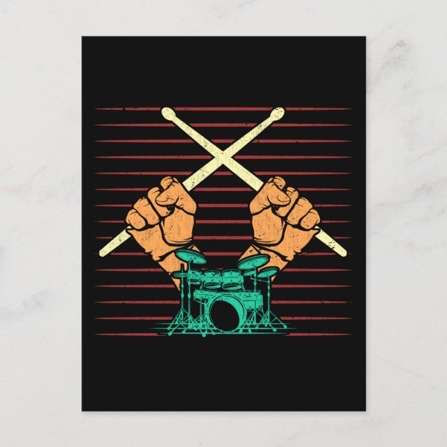 Retro Drum Sticks Music Lover Drummer Postcard (Front)