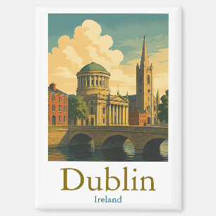 Retro Dublin Ireland Travel Vintage Artwork Magnet