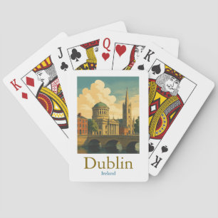 Retro Dublin Ireland Travel Vintage Artwork Poker Cards