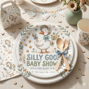 Retro Duck & Gosling Baby Shower  Paper Plates