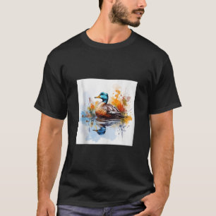 retro duck Pintail Duck Cute Duck Duck Watercolor  T-Shirt
