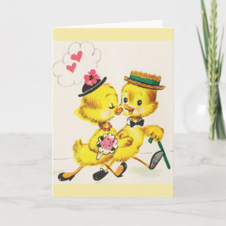 Retro Duckling Anniversary Or Wedding Card