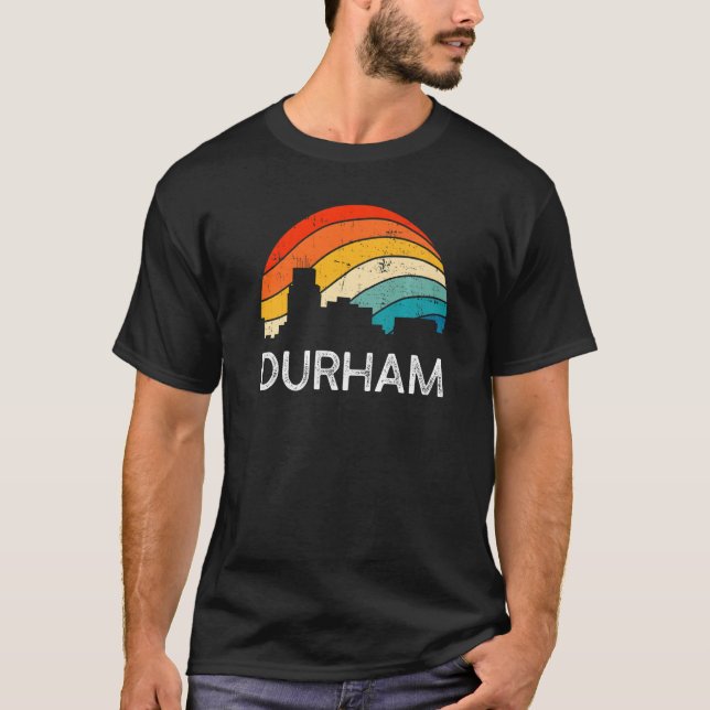 Retro Durham Skyline Vintage Urban Skyscraper T-Shirt (Front)