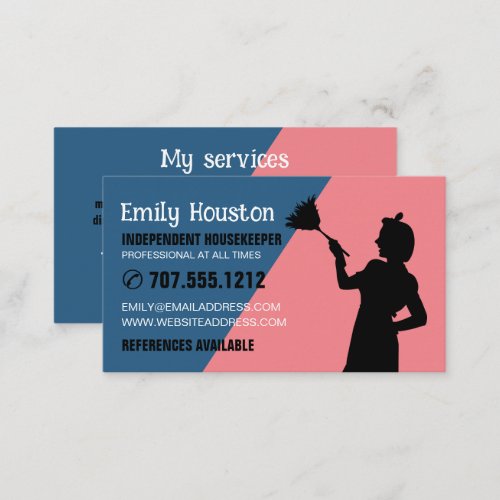 Retro Duster Silhouette Housekeeper Maid Business Card