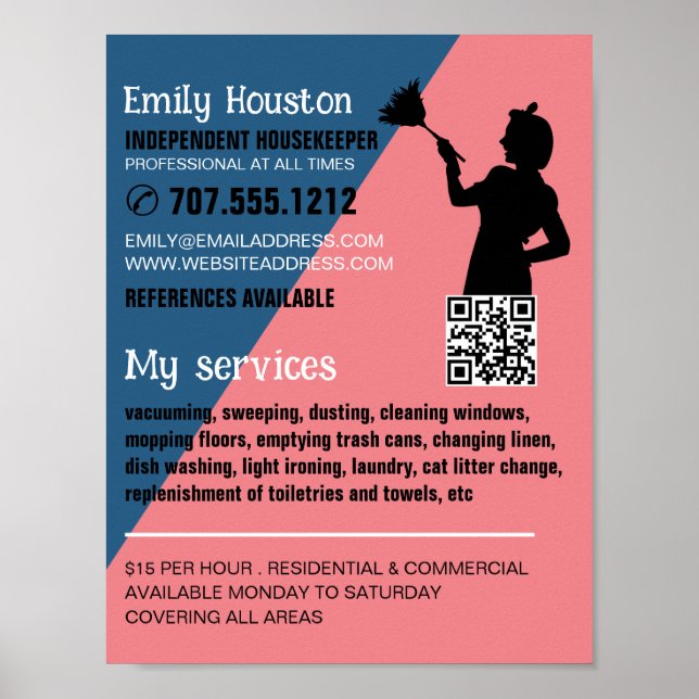 Retro Duster Silhouette, Housekeeper, Maid Poster (Front)