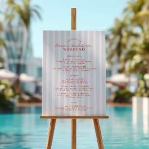 Retro Dusty Blue Bachelorette Weekend Itinerary Foam Board