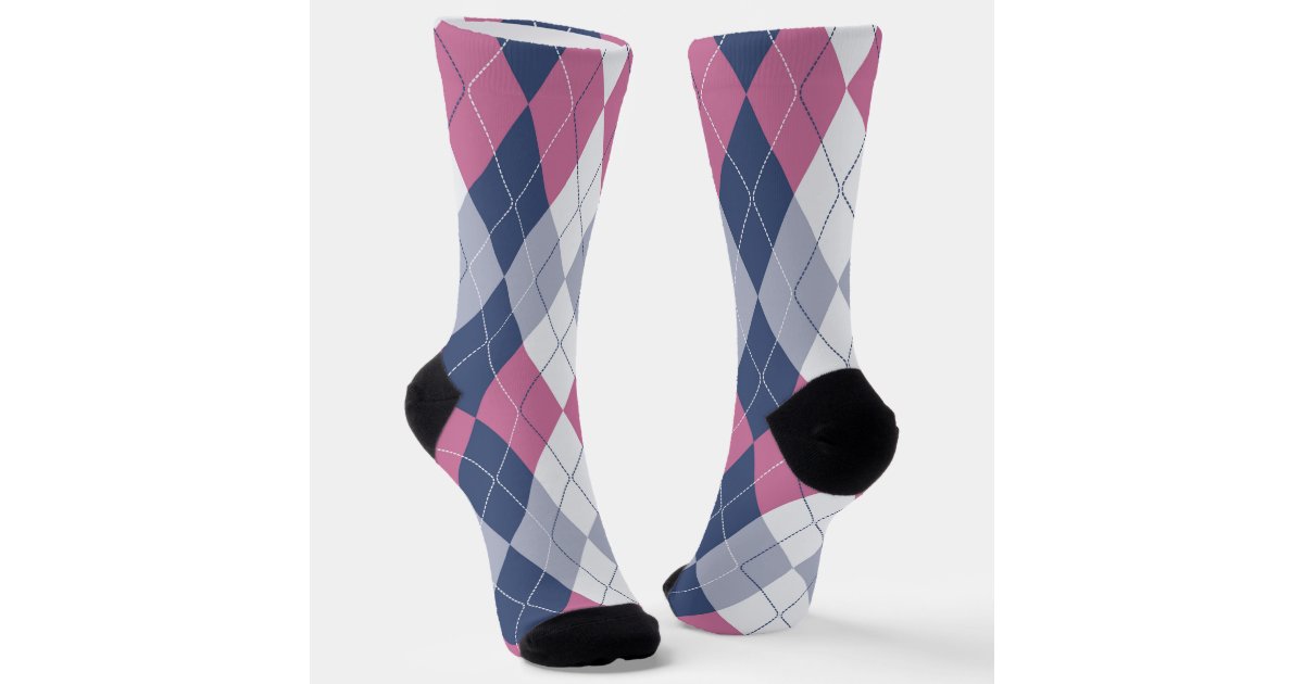 Argyle Slate Blue Dress Socks, Cotton Socks