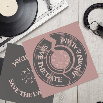 Retro Dusty Pink Vinyl Record Groovy Wedding Save The Date by TheSundayCollective_ at Zazzle