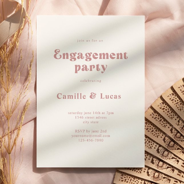 Retro Dusty rose Engagement Party Invitation (Creator Uploaded)