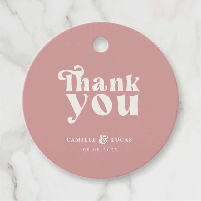 Retro Dusty Rose Favor Tags (Front)