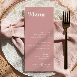 Retro Dusty Rose Rust Wedding Menu