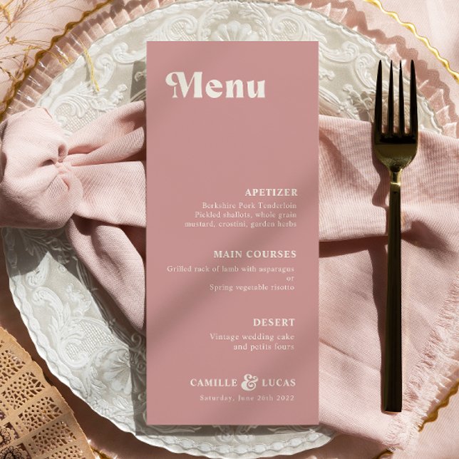 Retro Dusty Rose Rust Wedding  Menu (Creator Uploaded)